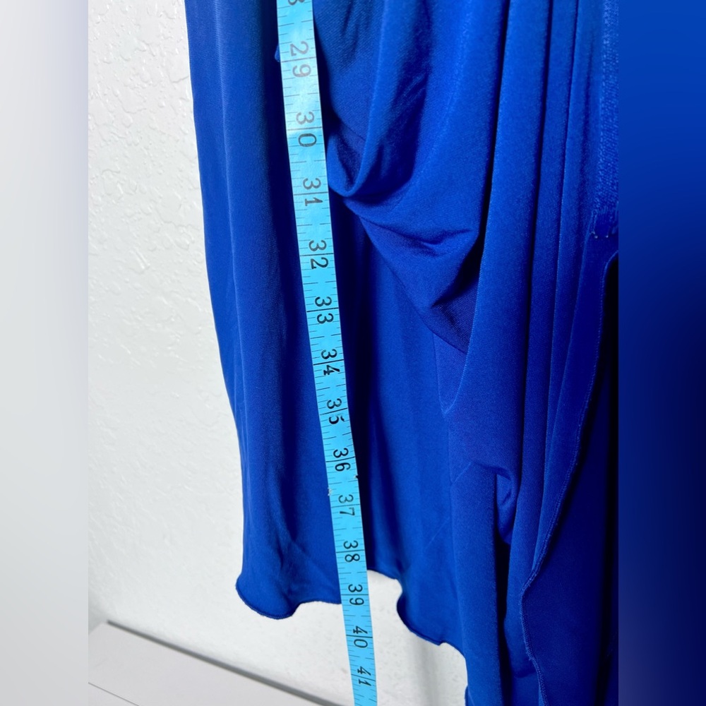 Samuel Dong Plisse Sculpture Dress Sleeveless Asymmetric Zip Front Royal Blue XL - Picture 6 of 8